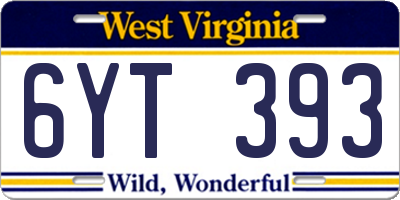 WV license plate 6YT393