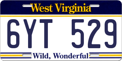 WV license plate 6YT529