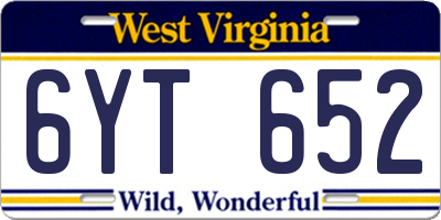 WV license plate 6YT652