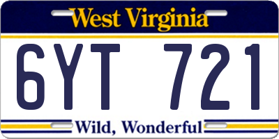 WV license plate 6YT721