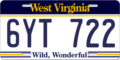 WV license plate 6YT722