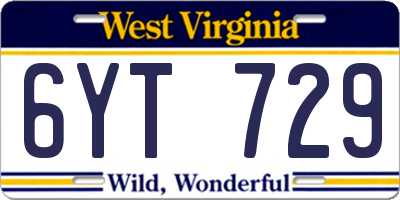 WV license plate 6YT729