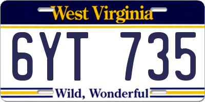 WV license plate 6YT735