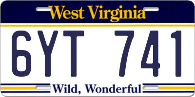 WV license plate 6YT741