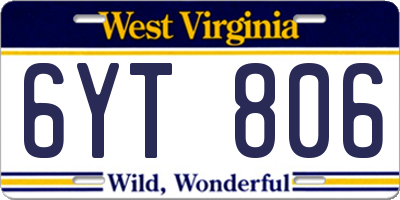 WV license plate 6YT806