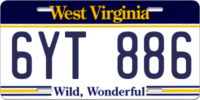 WV license plate 6YT886