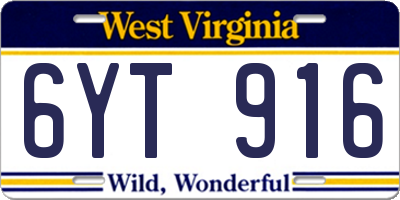 WV license plate 6YT916