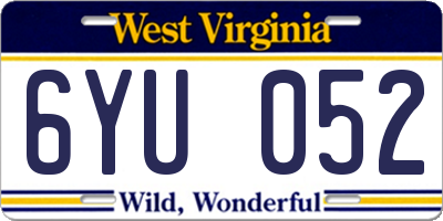 WV license plate 6YU052
