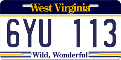 WV license plate 6YU113