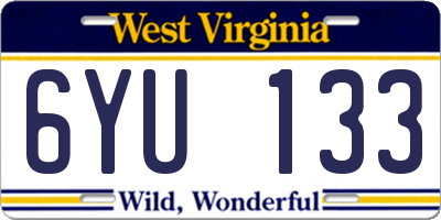 WV license plate 6YU133