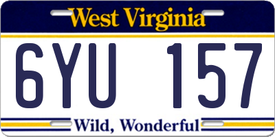 WV license plate 6YU157