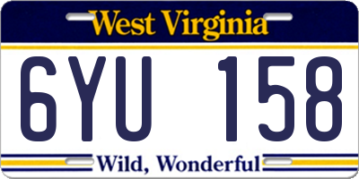WV license plate 6YU158