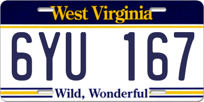 WV license plate 6YU167