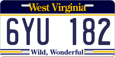 WV license plate 6YU182