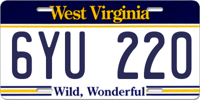 WV license plate 6YU220