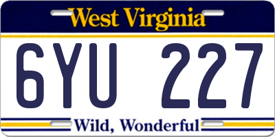 WV license plate 6YU227