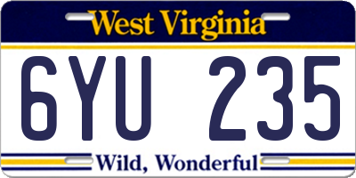 WV license plate 6YU235