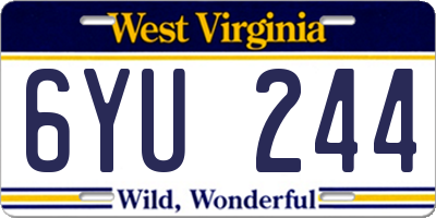 WV license plate 6YU244