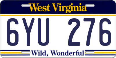 WV license plate 6YU276