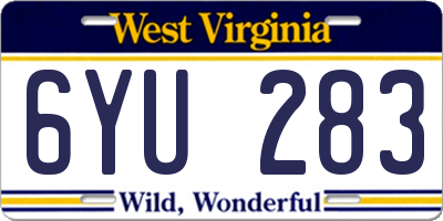 WV license plate 6YU283