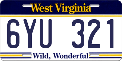 WV license plate 6YU321