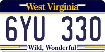 WV license plate 6YU330