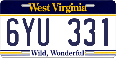 WV license plate 6YU331