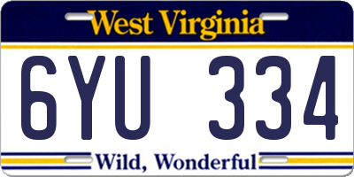 WV license plate 6YU334