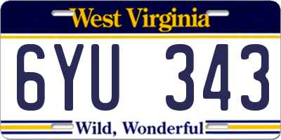 WV license plate 6YU343