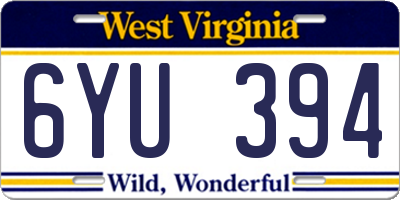 WV license plate 6YU394