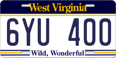 WV license plate 6YU400