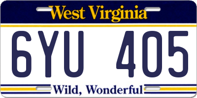 WV license plate 6YU405