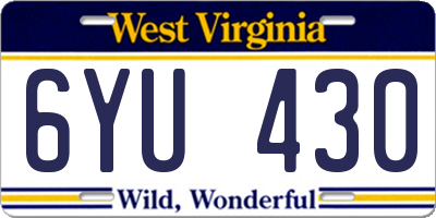 WV license plate 6YU430