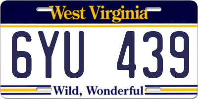 WV license plate 6YU439