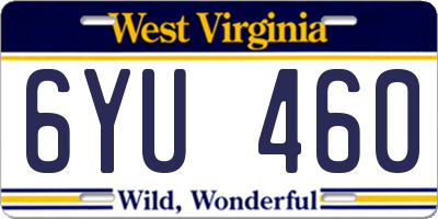 WV license plate 6YU460
