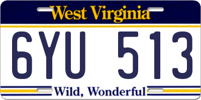 WV license plate 6YU513