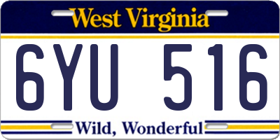 WV license plate 6YU516