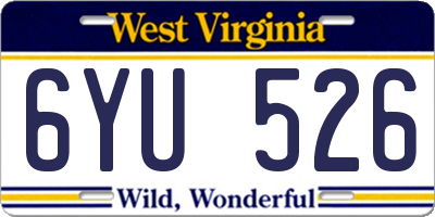 WV license plate 6YU526