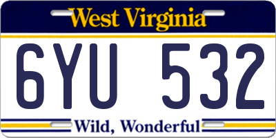 WV license plate 6YU532