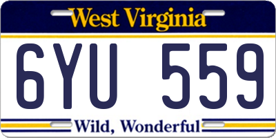 WV license plate 6YU559