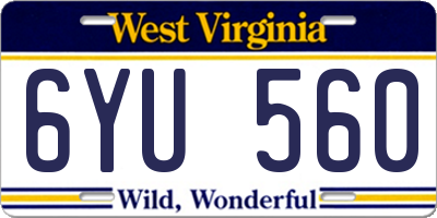 WV license plate 6YU560