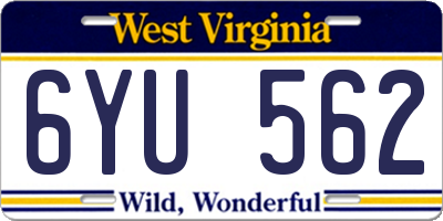WV license plate 6YU562