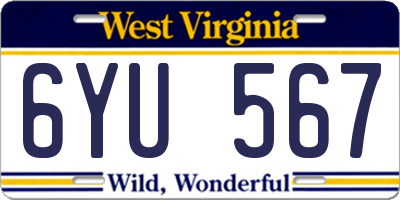WV license plate 6YU567