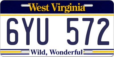 WV license plate 6YU572