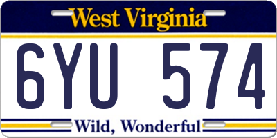 WV license plate 6YU574