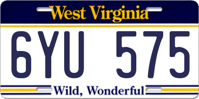 WV license plate 6YU575