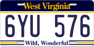WV license plate 6YU576
