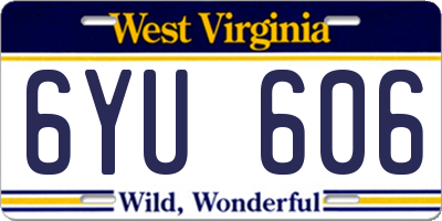 WV license plate 6YU606