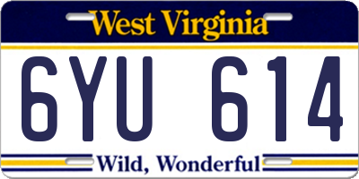 WV license plate 6YU614