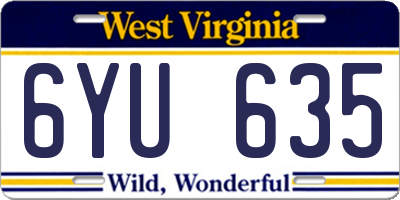 WV license plate 6YU635